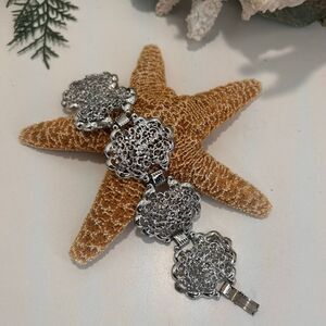 Vtg 1960s Celebrity Brutalist Bracelet Womens Sz 7 Silver-tone Openwork Filigree